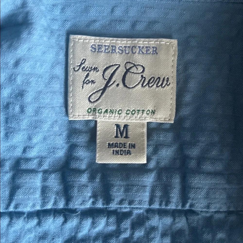 J. Crew Seersucker Light Blue Button Down Shirt - Medium